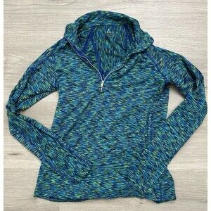 Athleta Mendoza Pullover Top Women Half Zip Space Dye Blue Green Small athletic